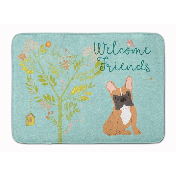 Carolines Treasures Welcome Friends Fawn French Bulldog Machine Washable Memory Foam Mat BB7633RUG - main